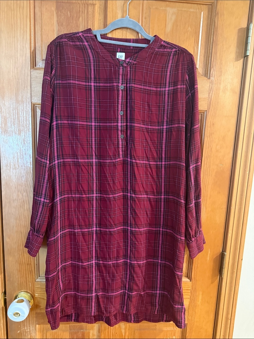 Gap women’s plaid shirt dress long sleeve size large .